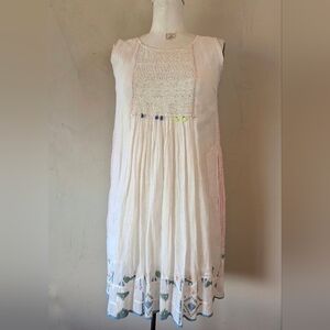 White Boho Embroidered Sleeveless Sundress